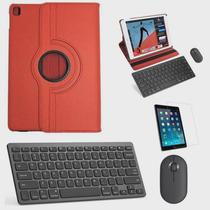 Kit Capa 360 Vermelho / Teclado e Mouse preto e Película Compativel iPd Air 3 10.5