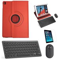 Kit Capa 360 Vermelho / Teclado e Mouse preto e Película para iPad 2019 7a Geração 10.2"
