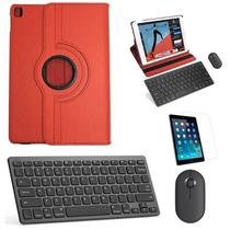 Kit Capa 360 Vermelho / Teclado e Mouse preto e Película para iPad 2021 9a Geração 10.2"