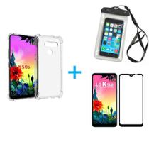 Kit Capa a Prova D'água LG K50s + Capa + Pelicula De Vidro 3D