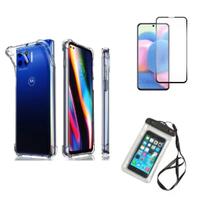 Kit Capa a Prova D'água Moto G 5G Plus + Capa + Película De Vidro 3D