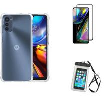 Kit Capa a Prova D'água Motorola Moto E32 + Capa + Película De Vidro 3D