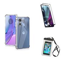 Kit Capa a Prova D'água Motorola Moto G14 + Capa + Película De Vidro 3D