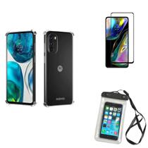 Kit Capa a Prova D'água Motorola Moto G52 + Capa + Película De Vidro 3D