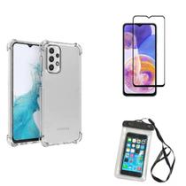 Kit Capa a Prova D'água Samsung Galaxy A23 + Capa + Película Vidro 3D