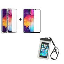 Kit Capa a Prova D'água Samsung Galaxy A50 + Capa + Película Vidro 3D