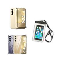 Kit Capa a Prova D'água Samsung Galaxy S24 + Capa + Película De Vidro 3D