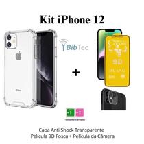 Kit Capa Anti Choque + Película de Cerâmica Fosca + Película Câmera para Iphone 12