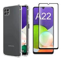 Kit Capa Anti Choque Samsung Galaxy A22 4G + Fone de Ouvido + Película De Vidro 3D