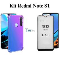 Kit Capa Anti Choque Transparente + Película de Vidro 3D de Vidro para Redmi Note 8 T