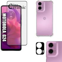 Kit Capa Anti Choque Transparente + Película Fosca + Película de Câmera para Motorola Moto G24