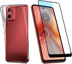 Kit Capa Anti Impacto e Película De Vidro 3D/9D Compatível Moto G24/04 Full cover premium