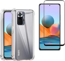 Kit Capa Anti Impacto e Película De Vidro Compatível com Xiaomi Redmi Note 10 e Note 10S