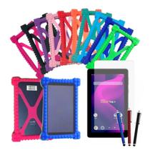 Kit Capa Anti-Impacto Infantil para Tablet Positivo Vision 7 + Película de Cristal + Caneta Touch Universal