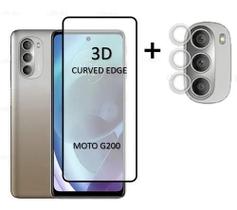 Kit Capa Anti Impacto Motorola Moto G200 + Película Vidro + Película para Camera