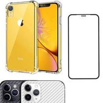 Kit Capa Anti Impacto + Película 3D 5D 6D 9D Borda Protetora Iphone XR 6.1 Traseira Carbono Kit Capa Anti Impacto + Película 3D 5D 6D 9D Borda Protetora Iphone XR 6.1 Traseira Carbono