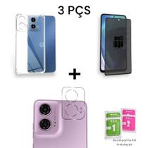 Kit Capa Anti Impacto + Película Fosca Privacidade + Película de Câmera Para Moto G04 Kit Capa Anti Impacto + Película Fosca Privacidade + Película de Câmera Para Moto G04