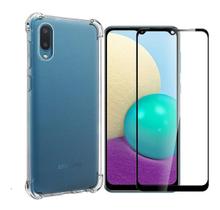 Kit Capa Anti Impacto Samsung Galaxy A02 + Película De Vidro 3D