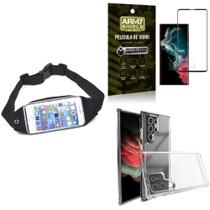 Kit Capa Anti Impacto Samsung S22 Ultra + Pochete Corrida + Película 3D Armyshield