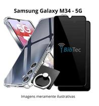 Kit Capa Anti Impactos + Película Privativa 3D + Suporte de Anel Para Samsung Galaxy M34 Kit Capa Anti Impactos + Película Privativa 3D + Suporte de Anel Para Samsung Galaxy M34