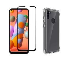 Kit Capa Anti Shock + Película de Vidro 3d Galaxy A11 Bordas Pretas