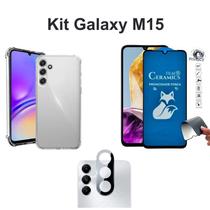 Kit Capa Anti Shock + Película Fosca Privacidade + Película de Câmera para Samsung Galaxy M15