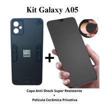 Kit Capa Anti Shock Resistente + Película Fosca Privativa para Samsung Galaxy A05