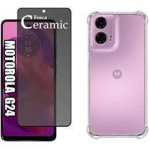 Kit Capa Anti Shock Transparente + Película Fosca Privacidade para Motorola Moto G24 Kit Capa Anti Shock Transparente + Película Fosca Privacidade para Motorola Moto G24