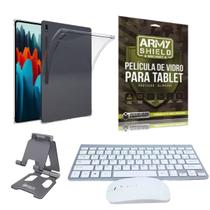 Kit Capa AntiShock Para Galaxy Tab S8 11" + Teclado e Mouse Bluetooth + Suporte + Pelicula de Vidro 3D - ArmyShield