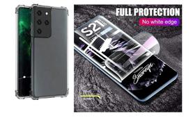 Kit Capa Antishock Reforçada Samsung Galaxy S21 Ultra 6.8 + 01 Película De Nano Gel + Acompanha Kit Sachê