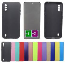 Kit Capa Aveludada Para Galaxy A01 + Pelicula Privacidade