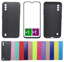 Kit Capa Aveludada Para Galaxy A01 + Pelicula Vidro 3d 9D