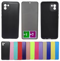 Kit Capa Aveludada Para Galaxy A03 + Pelicula Privacidade