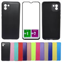 Kit Capa Aveludada Para Galaxy A03 + Pelicula Vidro 3d 9D