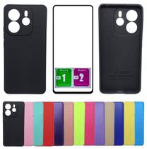 Kit Capa Aveludada Para Galaxy Note 14 4g + Pel. Vidro 3d