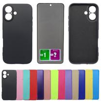 Kit Capa Aveludada Para Iphone 16 + Pelicula Privacidade