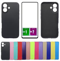 Kit Capa Aveludada Para Iphone 16 Plus + Pelicula Vidro 3d