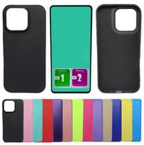 Kit Capa Aveludada Para Iphone 16 Pro + Pelicula Ceramica