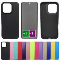 Kit Capa Aveludada Para Iphone 16 Pro + Pelicula Privacidade