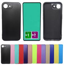 Kit Capa Aveludada Para Iphone 16e + Pelicula Ceramica