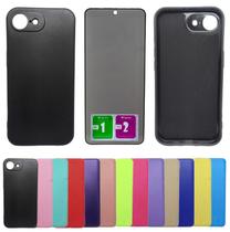 Kit Capa Aveludada Para Iphone 16e + Pelicula Privacidade