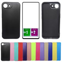 Kit Capa Aveludada Para Iphone 16e + Pelicula Vidro 3d 9D