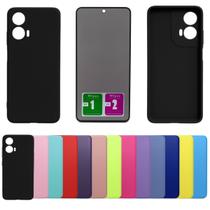 Kit Capa Aveludada Para Moto G04 G24 + Pelicula Privacidade