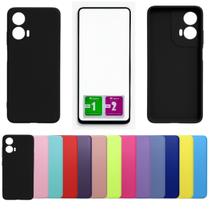 Kit Capa Aveludada Para Moto G04 G24 + Pelicula Vidro 3d 9D