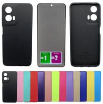 Kit Capa Aveludada Para Moto G35 + Pelicula Privacidade