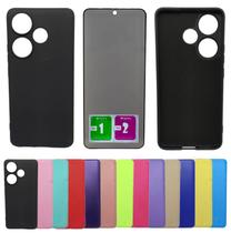 Kit Capa Aveludada Para Poco F6 5g + Pelicula Privacidade