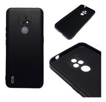 Kit Capa Aveludada Preta P/ Motorola Moto E7 + Película 3d - GCR