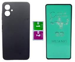Kit Capa Aveludada Preta Para Galaxy A06 + Película Ceramica Kit Capa Aveludada Preta Para Galaxy A06 + Película Ceramica