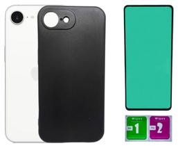 Kit Capa Aveludada Preta Para Iphone 16e + Película Ceramica Kit Capa Aveludada Preta Para Iphone 16e + Película Ceramica