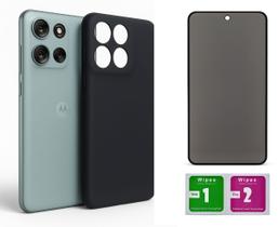 Kit Capa Aveludada Preta Para Moto G56 + Pel. Privacidade Kit Capa Aveludada Preta Para Moto G56 + Pel. Privacidade